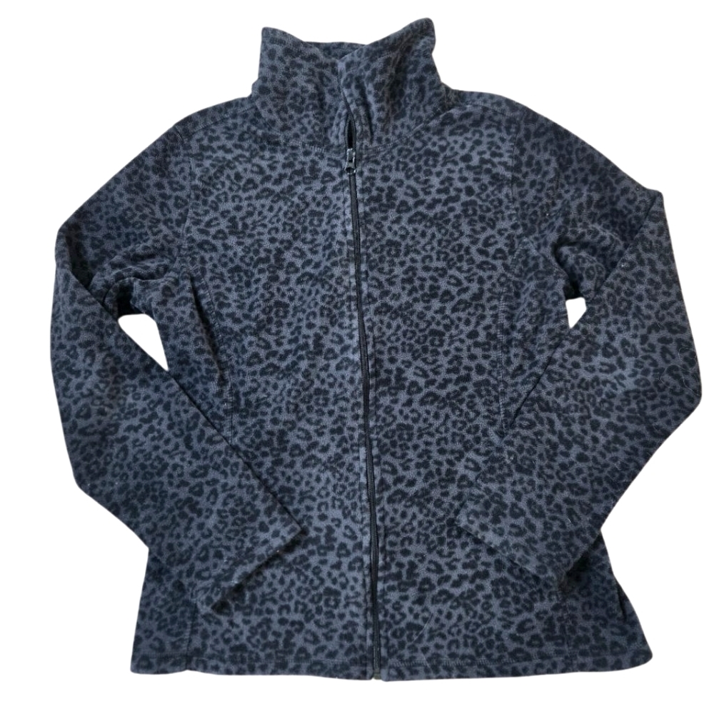 Old Navy Leopard Print Fleece Zip-Up Jacket Women's Size Medium